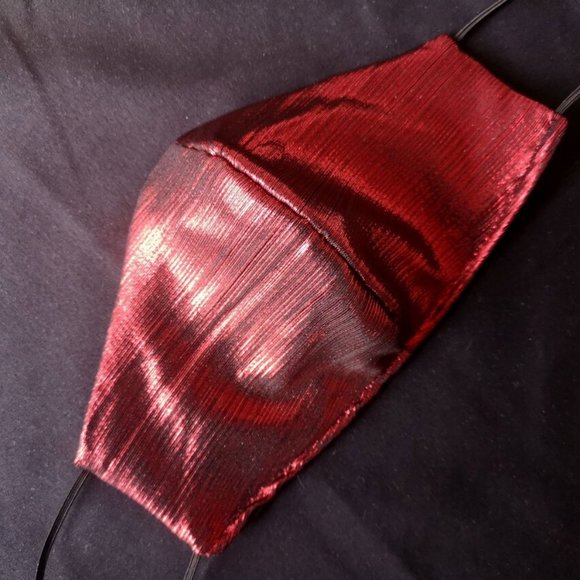 new Adult Metallic Red Handmade Face Mask Masque Cotton - Picture 1 of 3